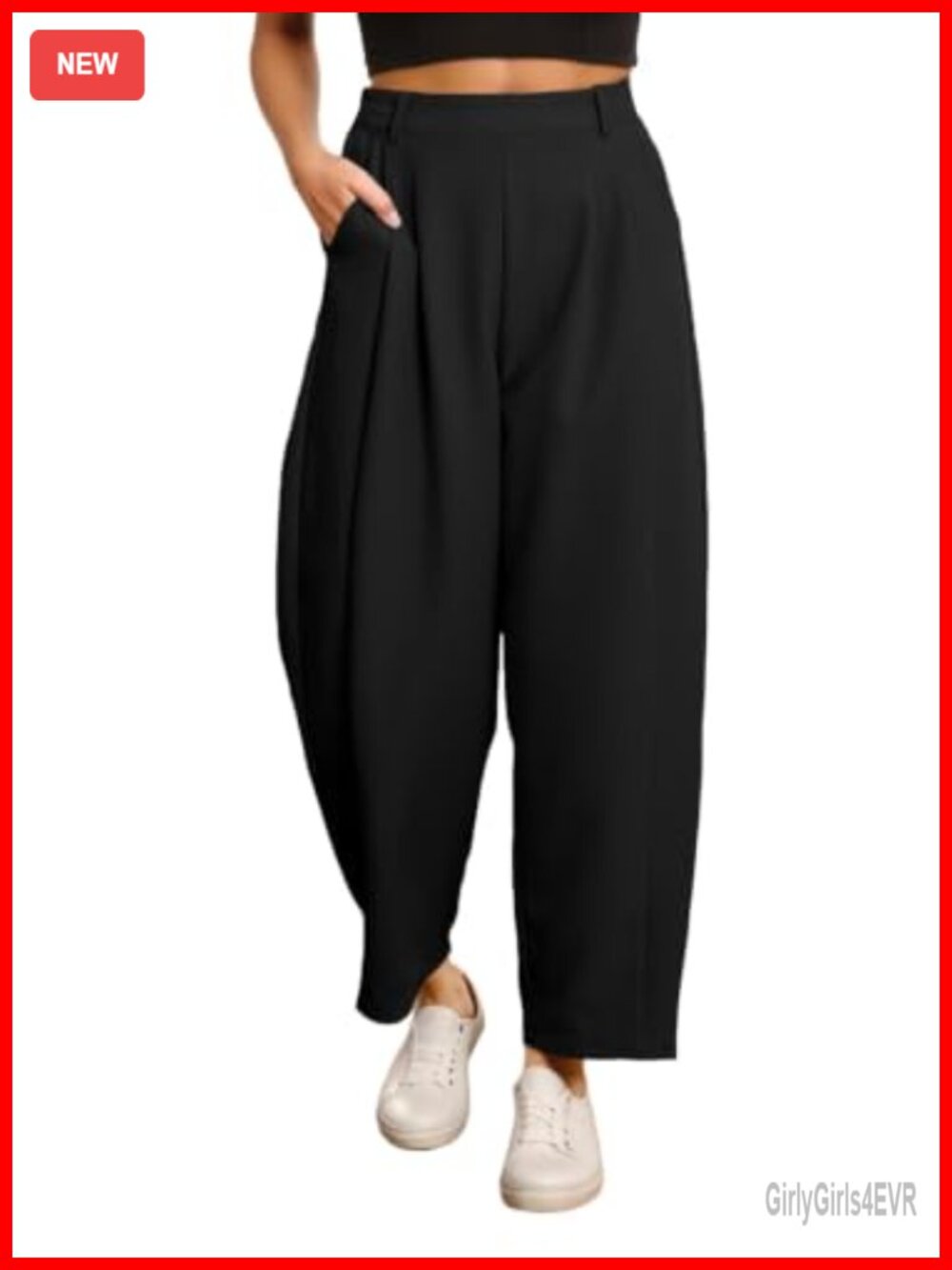EVALESS Wide Leg Barrel Pants with Pockets